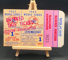 1963 World Series Game 1 ticket stub Brooklyn Dodgers Sandy Koufax 15 K's Sharp picture