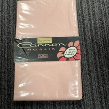 Vintage Cannon Muslin Pink Pair Of Pillowcases,  Old Store Stock Sealed  picture