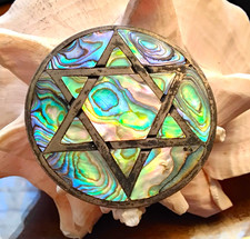 ~ Vintage Taxco Sterling Silver ~ Inlaid Abalone Star Of David  Brooch ~ Signed picture
