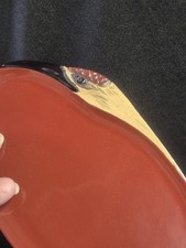 Vintage Japanese Lacquerware Crane Plates Set of 5 Red Black Tsuru w/ Box picture