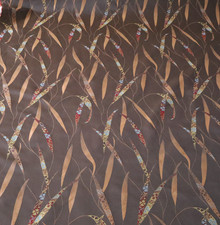 Vtg Luxury Home Decor Fabric Botanical Leaves, Brown, Copper, Blue Spain 11.5 yd picture