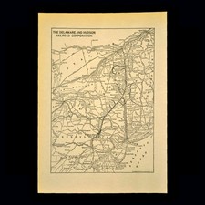 Vintage DELAWARE HUDSON Railroad Map DH RR Railway System Old Original 1930s picture