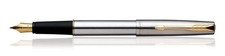 Parker Frontier Fountain Pen Stainless Steel & Gold Trims Blue Ink picture