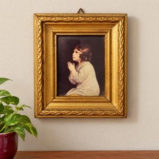 Vintage Made In Italy Ornate Picture Frame Little Girl Praying Italy Retro picture