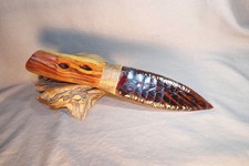 Triple Flow Obsidian Paleo Knife Manzanita Handle Flint Knapping Black Powder picture