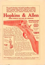 1907 HOPKINS & ALLEN double barreled shot gun HAMMER DOUBLE GUN antique ad picture