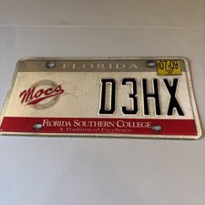 FLORIDA FL SOUTHERN COLLEGE MOCS GRAPHIC LICENSE PLATE TAG D3HX Obsolete picture