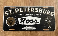 Vintage 1950s 60s St Petersburg FL Ross Chevrolet Dealer Booster License Plate picture
