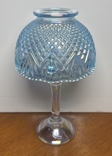 VTG LE Smith Ice Blue Iridescent Glass Pineapple Fairy Lamp Light USA 9