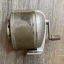 Vintage Boston KS Manual Pencil Sharpener Industrial Metal Wall Desk Mount USA picture