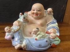 Vintage Chinese Fertility Sitting Buddha With Children Figure Statue picture