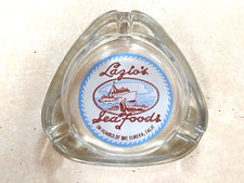 Vtg Lazio's Sea Foods Humboldt Bay Eureka Calif 3-Slot Triangular Glass Ashtray picture