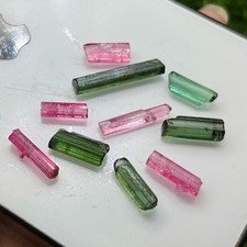 Natural Multi Color Tourmaline Pencil Rough Lot 25 Ct 10 Pcs Facet Grade Raw. picture