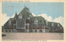 Postcard Canada: Union Station CPR, Quebec City, WB Posted 1941 picture