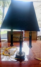Chapman Lamp 1972 Bouillotte Fred Cooper Triple Arm Brass Knit  Shade Vint picture