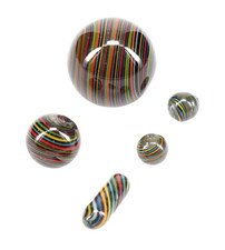 5-Piece Rainbow Black Spiral Marbles – Handmade Glass Art Set picture
