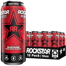 Rockstar Punched Energy Drink, Fruit Punch, 16 Fl Oz (Pack of 12) (Packaging May picture