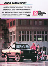 1988 DODGE DAKOTA SPORT PICKUP Genuine Vintage Ad ~ 3.9L V-6 ~  picture