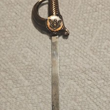 Eagle Emblem Metal Sword Letter Opener Decorative Ornate Hilt picture
