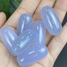 Natural Crystal Blue Chalcedony Stripes Polished Palm Stone Chakra Reiki 1pc picture
