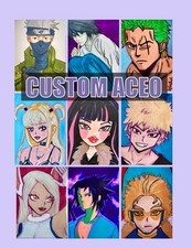 3 CUSTOM ACEO ART CARDS FOR COMMISSION / ANY CHARACTERS YOU WANT FULL COLOR picture