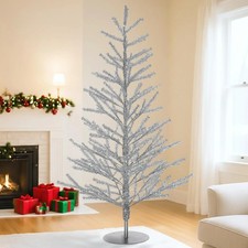 4Ft Tinsel Christmas Tree, Retro Aluminum Christmas Tree, Silver picture