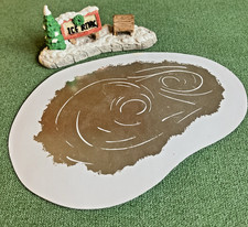 VTG 1993 Mercuries Ice Rink Sign Resin Figure & Paper Ice Pond Die Cut picture
