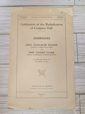 1913 Woodrow Wilson Rededication of Congress Hall Program Philadelphia PA picture