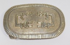Vintage Native American Solid Sterling Silver Kachina Belt Buckle Over 2 Ounces picture