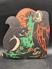 Halloween Cardboard Diecut Die Cut Out Beistle Squirrel Owl 1930-50s- Vintage picture