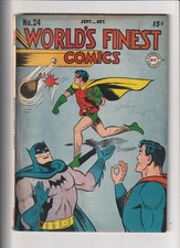 WORLD'S FINEST COMICS #24 (DC Comics, 1946) VG+ ~ SUPERMAN ~ BATMAN & ROBIN picture