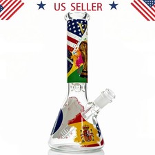 Hookah 10IN Glass Bong and Water Pipes Smoking Beaker bongs w/14mm bowl Football picture