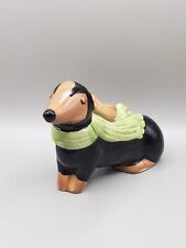 Dachshund salt or pepper Shaker Black & Brown Dog Green Scarf Christmas 1pc picture