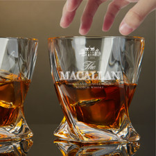 Custom Engraved The Macallan Single Malt Whiskey Glass 10 oz Twisted Rock Glass picture