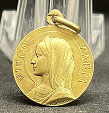 Antique Edwardian Religious medal Virgin Mary Signed M Jampolsky Gold filled 18k picture