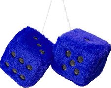 Pair 2.4” of Retro Mirror Fuzzy Plush Dice Car Pendants,Interior Rearview Mir... picture