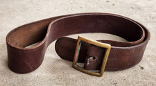 Pre-WWII US Army Leather Garrison Belt JQMD 1937 Brass Buckle Size 34 picture