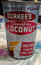 Durkee's Snowflake Coconut Thin Moist Flake Advertising Tin Can 50s unopened vtg picture