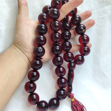 Vintage Faturan Mine Tasbih 33 Beads Cherry Red Ottoman Style Prayer Beads  picture