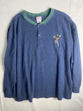 Vintage Disney Goofy Henley Shirt Men's 2XL Long Sleeve Thermal Embroidered picture