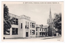 1930s Freeport PA Antique Postcard St. Mary's School Parsonage Church & Convent picture