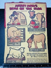 1935 Post Toasties Cereal Walt Disney Cardboard Cutout Mickey Mouse Farm Animals picture