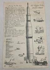 Early 1969 Apollo RARE NASA Saturn V Cardstock Poster 17x11 Artwork Art picture