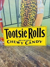 VINTAGE TOOTSIE ROLLS EMBOSSED TIN SIGN CANDY GENERAL STORE CHOCOLATE KITCHEN picture