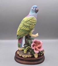 Vtg Andrea by Sadek Blue Headed Parrot 2003 Figurine Porcelain Bird 10