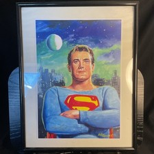 George Reeves Superman Framed Comic Art SIGNED BY WALT HOWARTH picture