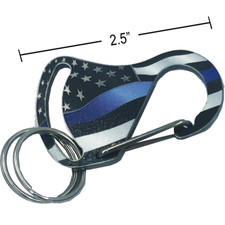 Thin Blue Line Carabiner Keychains with 2 key rings police nypd lapd chicago atf picture