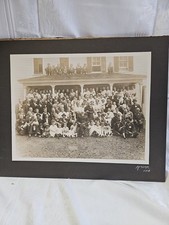 1916 Family Reunion Large Family Gathering Real Photo Sepia Matted 17