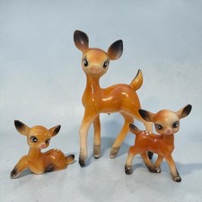 cute Vintage Big Eye Christmas Reindeers Fawns Deers Bambi Look Figurine Plastic picture