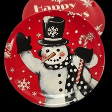 4 Lang Christmas Snowmen & Happy Holidays Mini Plate Set Kimberly Poloson 4.5